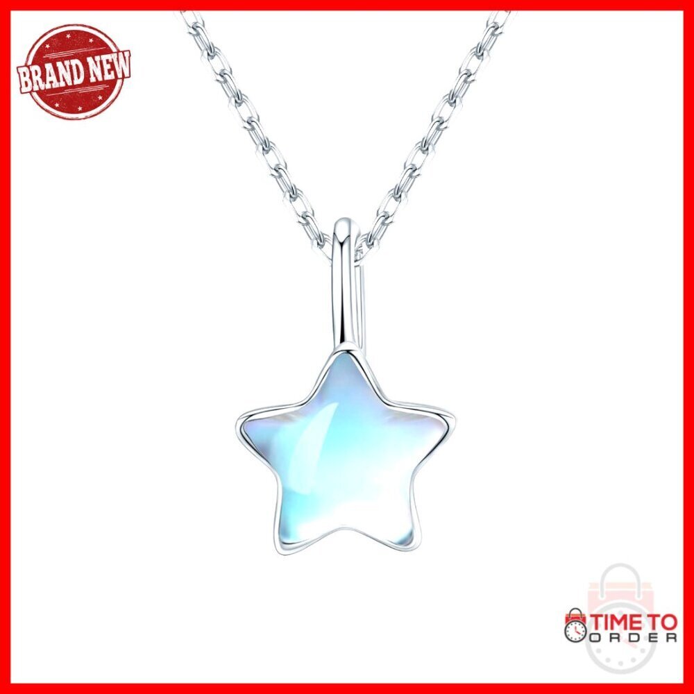 925 Sterling Silver Moonstone Pendant Necklace with Lobster Clasp
